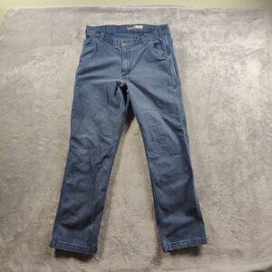 Carhartt Pants Mens 35x32 Faded Navy Blue Jeans Side Pocket & Butt Patch Relaxed